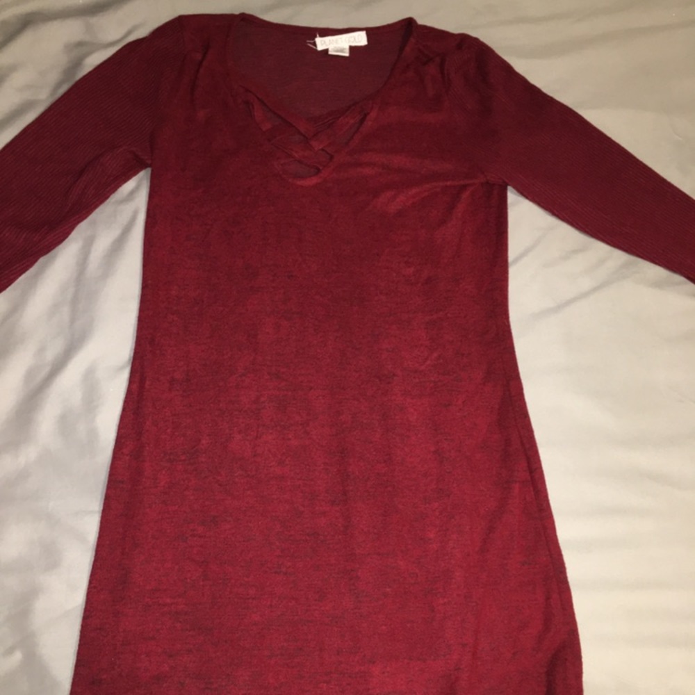 Extremely soft dark red long sleeve dress